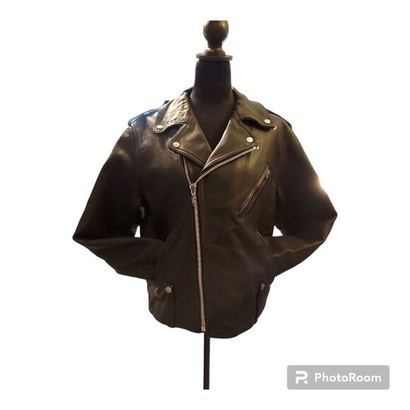 Vintage Harley Davidson Black Leather Motorcycle Jacket Size 46R - Picture 5 of 14